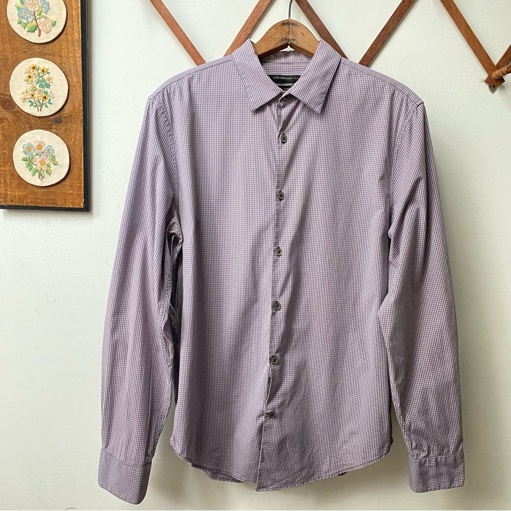 John Varvatos Luxe Checkered Button Down Shirt